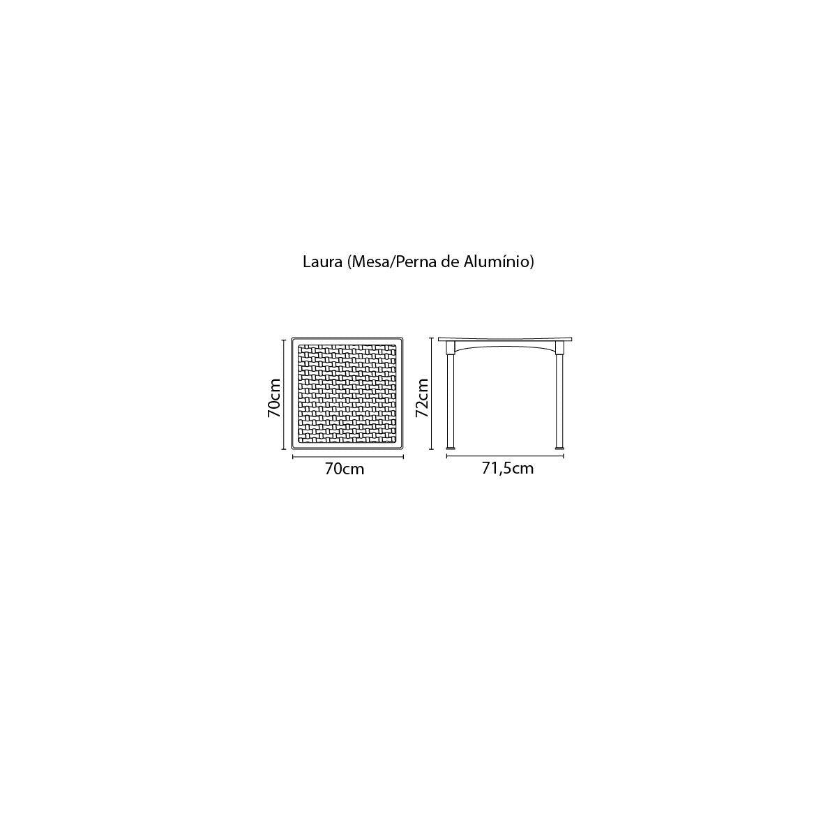 Mesa Tramontina Laura Rattan 70 cm em Polipropileno Vermelho com Pernas de Alumínio Anodizado