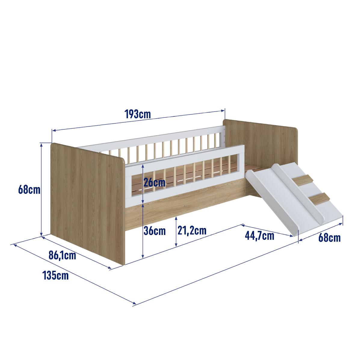 Cama Infantil Montessoriana Solteiro Aveiro Branco Completa Móveis