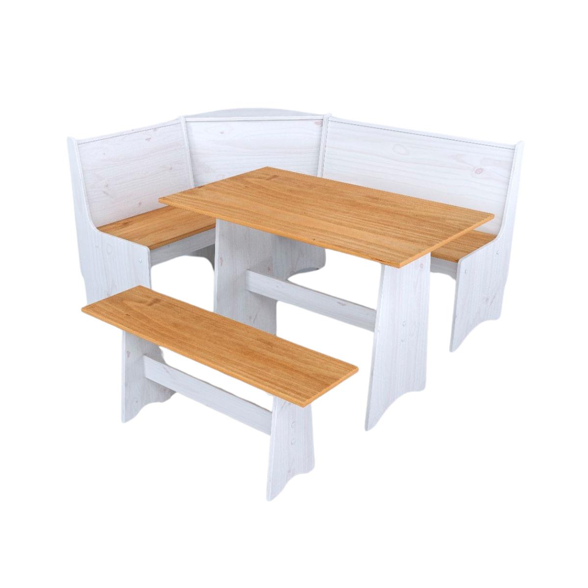 Conjunto Canto Alemão em Madeira Maciça Branco Natural Marin Brasil