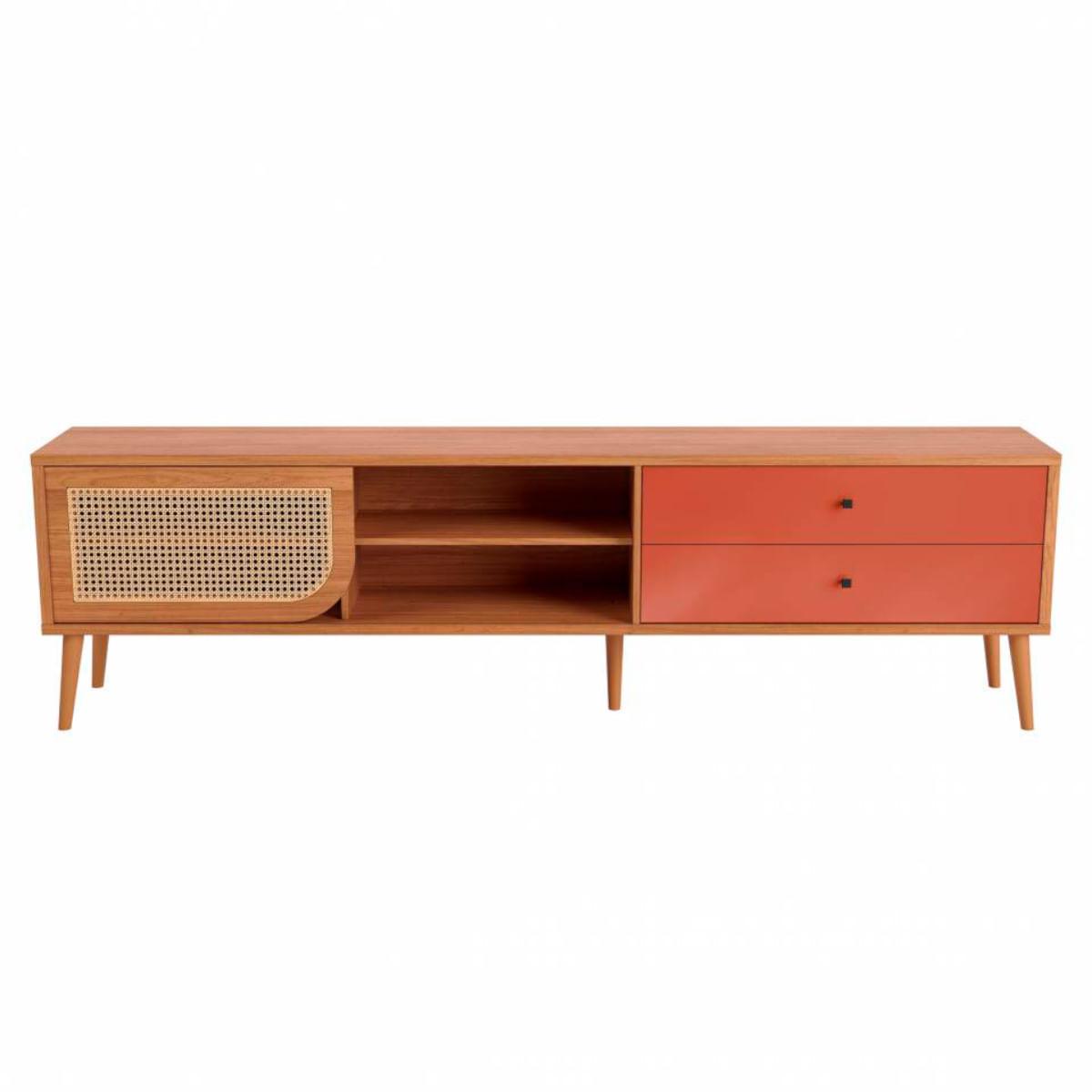 Rack Tela para TV em MDF 220 cm com 2 Gavetas e Porta de Correr Freijó/Terra Dalla Costa TB311JT