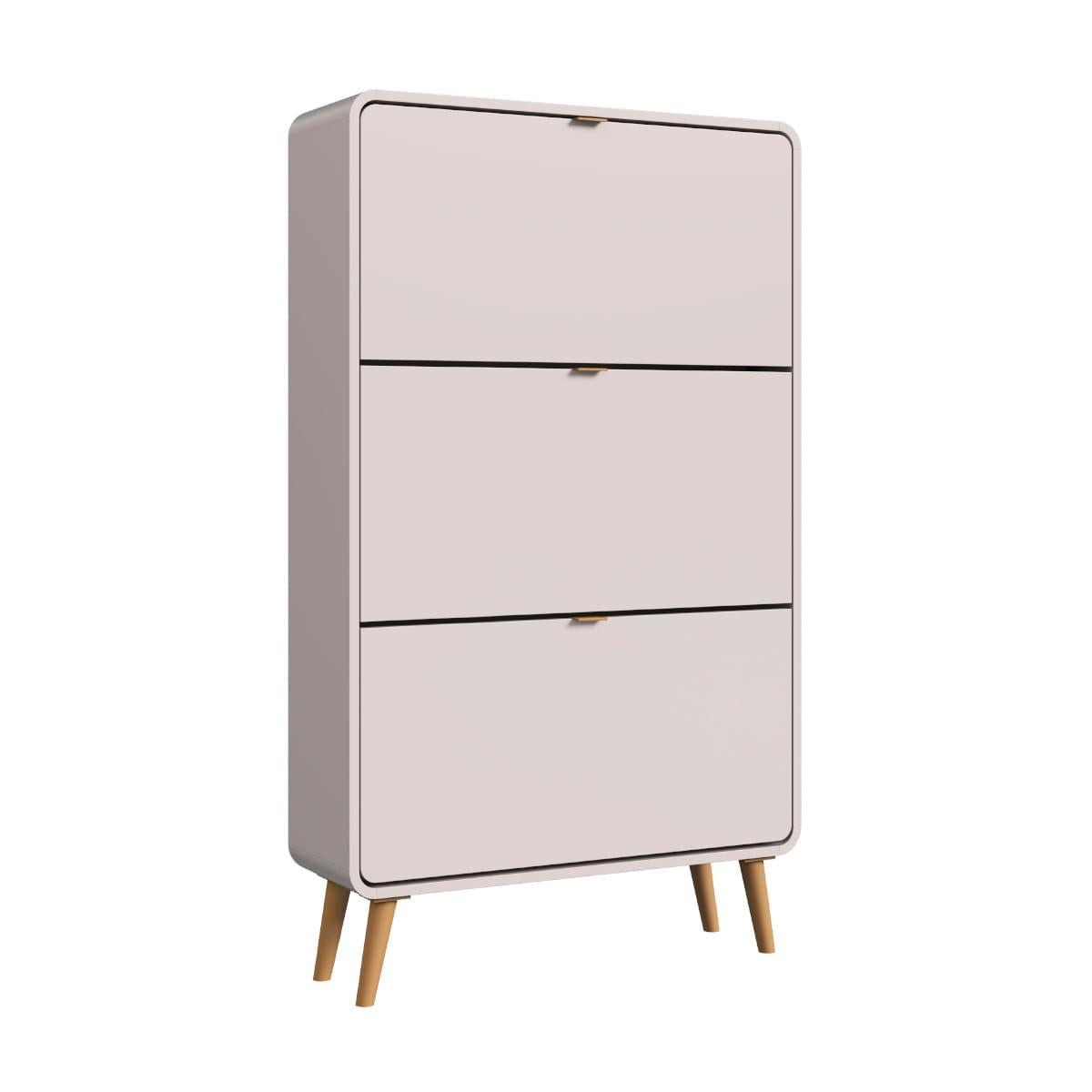 Sapateira 3 Portas Basculantes Curve Bege Dunas 130x76x24 cm Completa Móveis