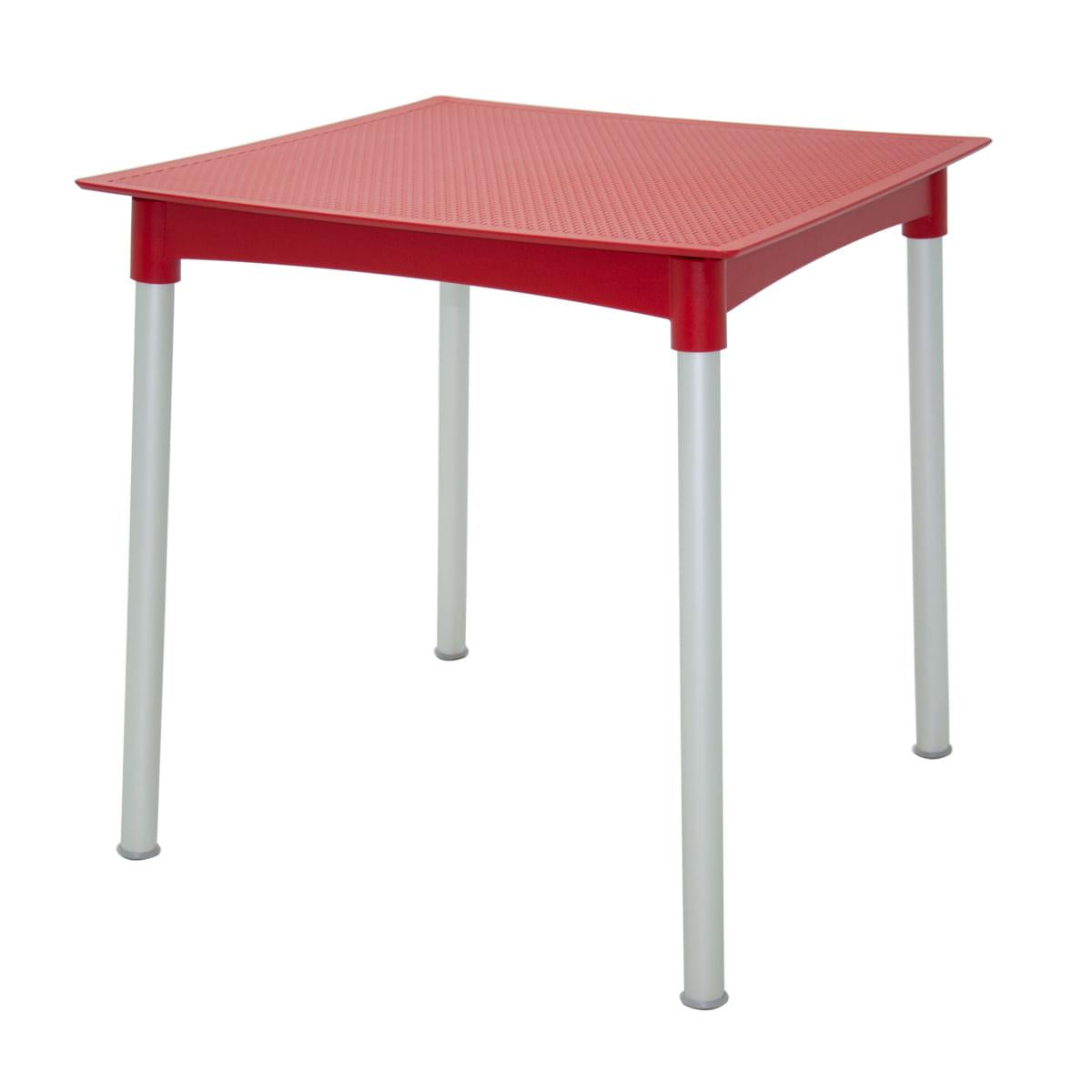 Mesa Tramontina Laura Rattan 70 cm em Polipropileno Vermelho com Pernas de Alumínio Anodizado