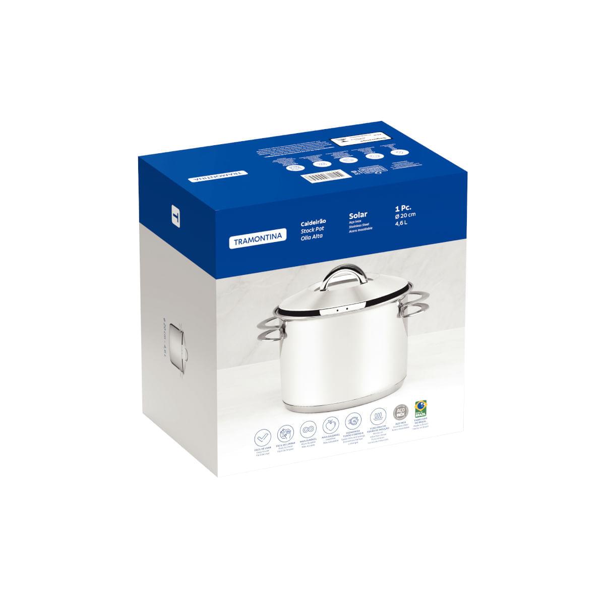 Caldeirão Tramontina Solar Aço Inox 20 cm 4,6 Litros