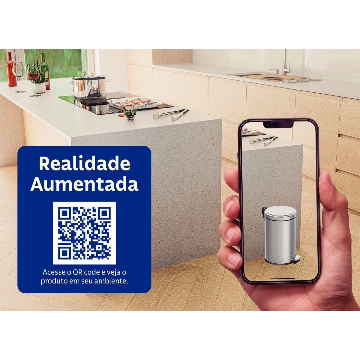 Lixeira com Pedal 12 Litros Tramontina Brasil Plus Aço Inox Acetinado