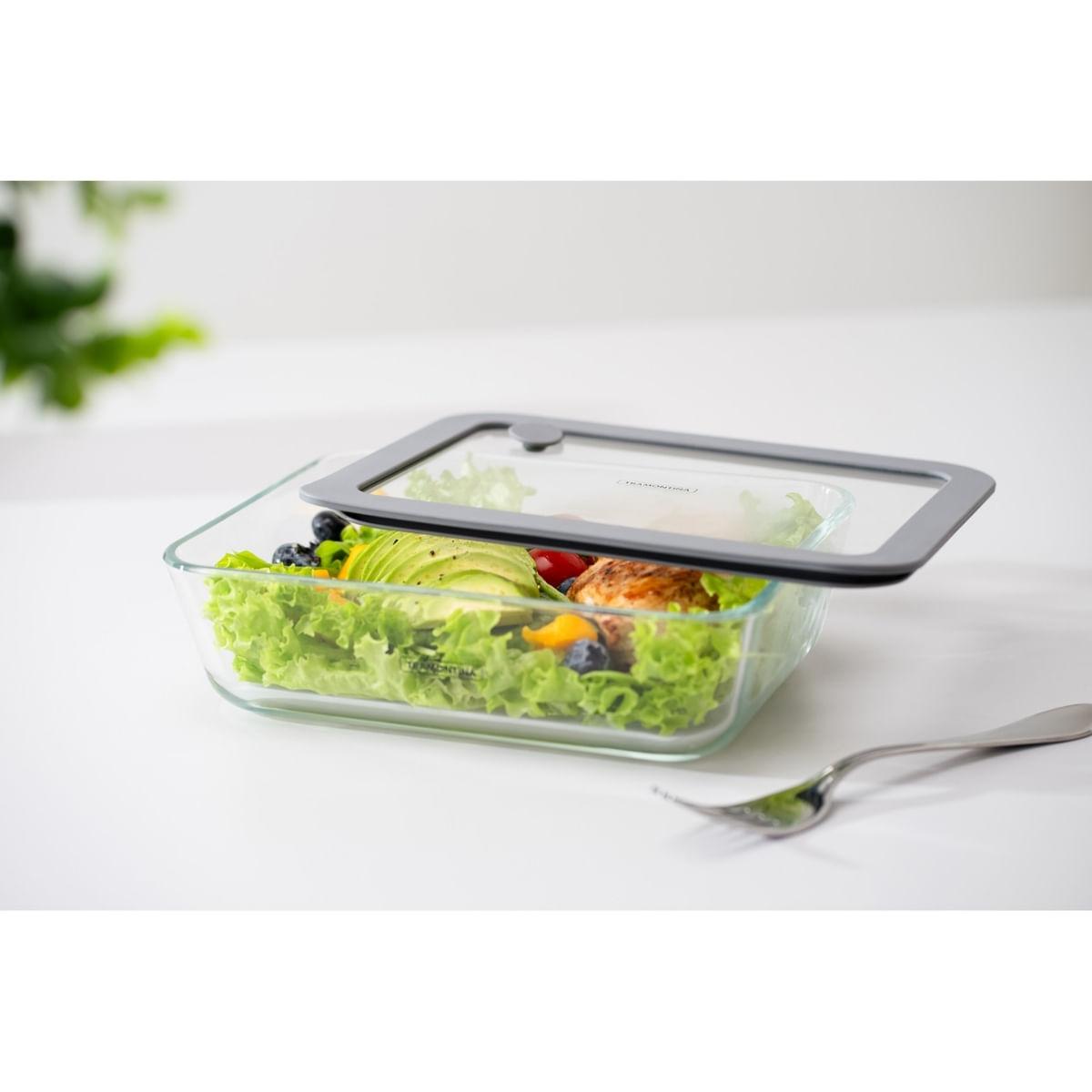 Pote de Vidro Tramontina Vittra Retangular com Tampa Hermética de Silicone 0,7 L