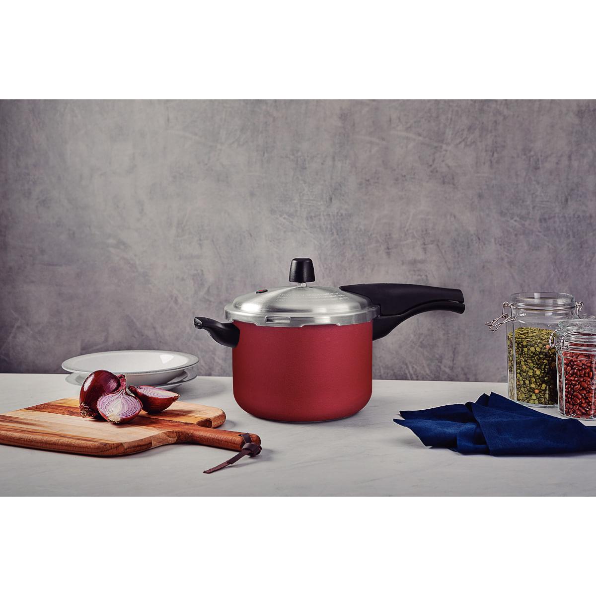 Panela de PressãoTramontina Vancouver Effect em Alumínio Starflon Max Vermelho 20 cm 4,5 L
