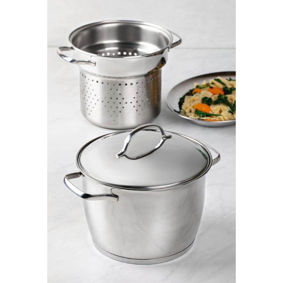 Jogo Cozi-Pasta Tramontina Allegra em Aço Inox com Fundo Triplo 2 Peças 20 cm