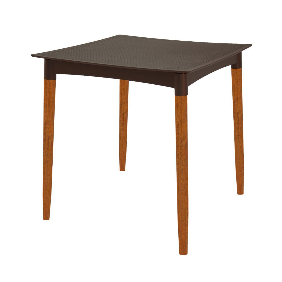 Mesa Tramontina Laura Rattan 70 cm Polipropileno Marrom Pernas Madeira