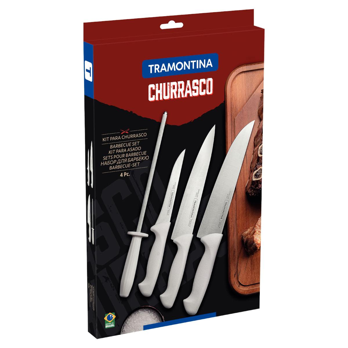 Jogo de Facas para Churrasco Tramontina Aço Inox Polipropileno 4 Peças