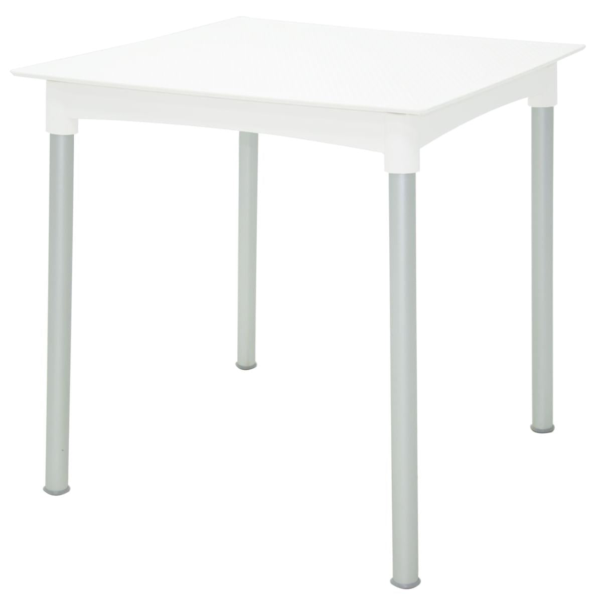 Mesa Tramontina Laura Rattan 70 cm em Polipropileno Branco com Pernas de Alumínio Anodizado