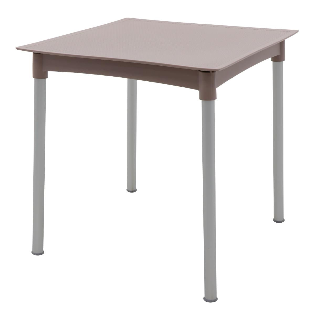 Mesa Tramontina Laura Rattan 70 cm em Polipropileno Camurça com Pernas de Alumínio Anodizado