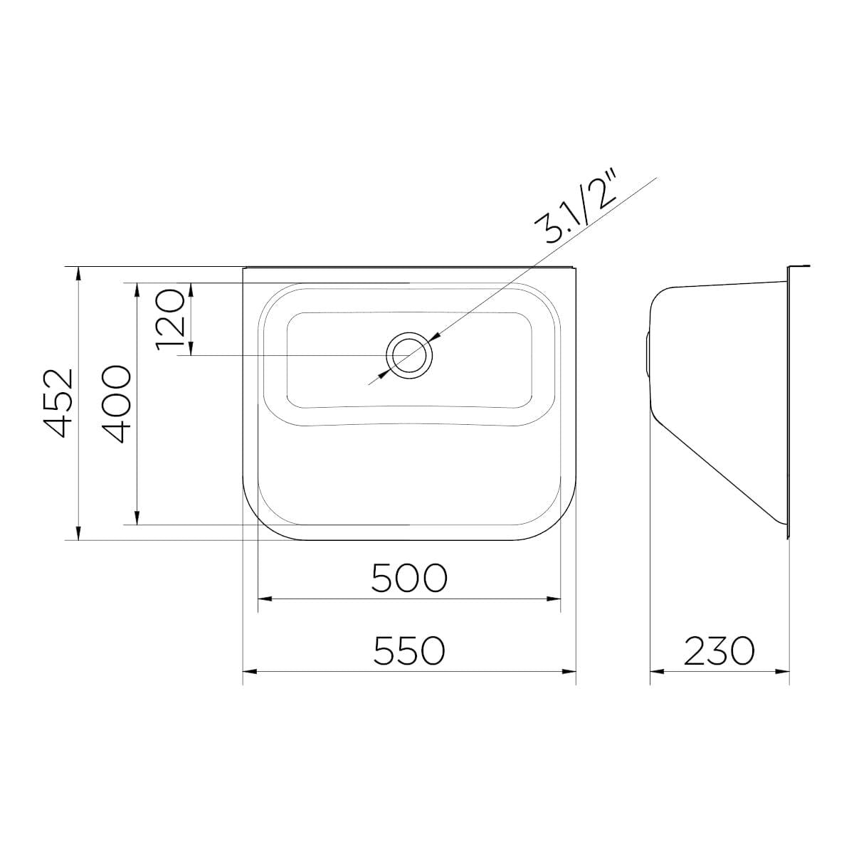Tanque de Parede Docol 32 Litros em Aço Inox Acetinado 55x45 cm com Válvula