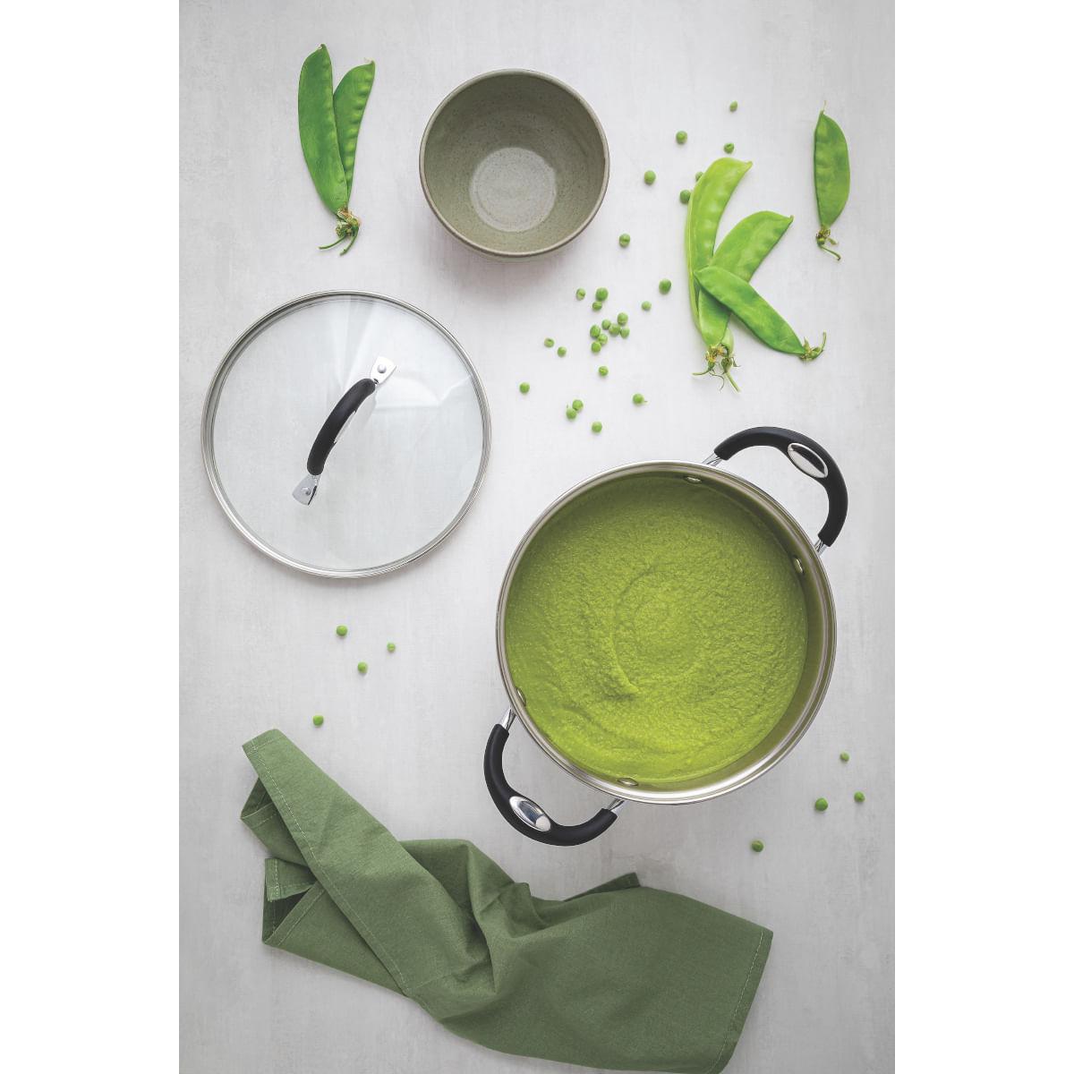 Caçarola Tramontina Astro Rasa Aço Inox Tampa de Vidro 30 cm 8,5 Litros