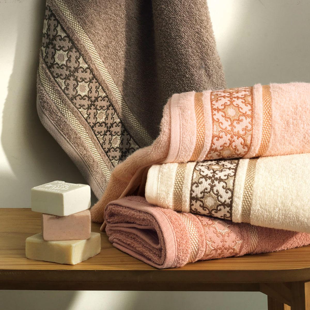 Toalha de Rosto Karsten Taupe Marrom Softmax Abrantes 48x80 cm