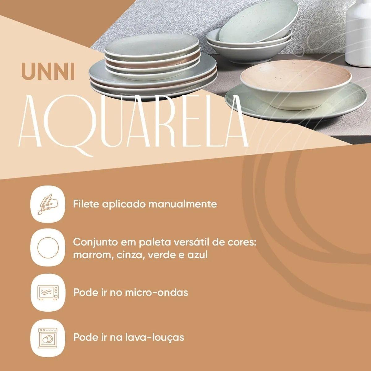 Aparelho de Jantar Oxford Unni Aquarela 12 Peças