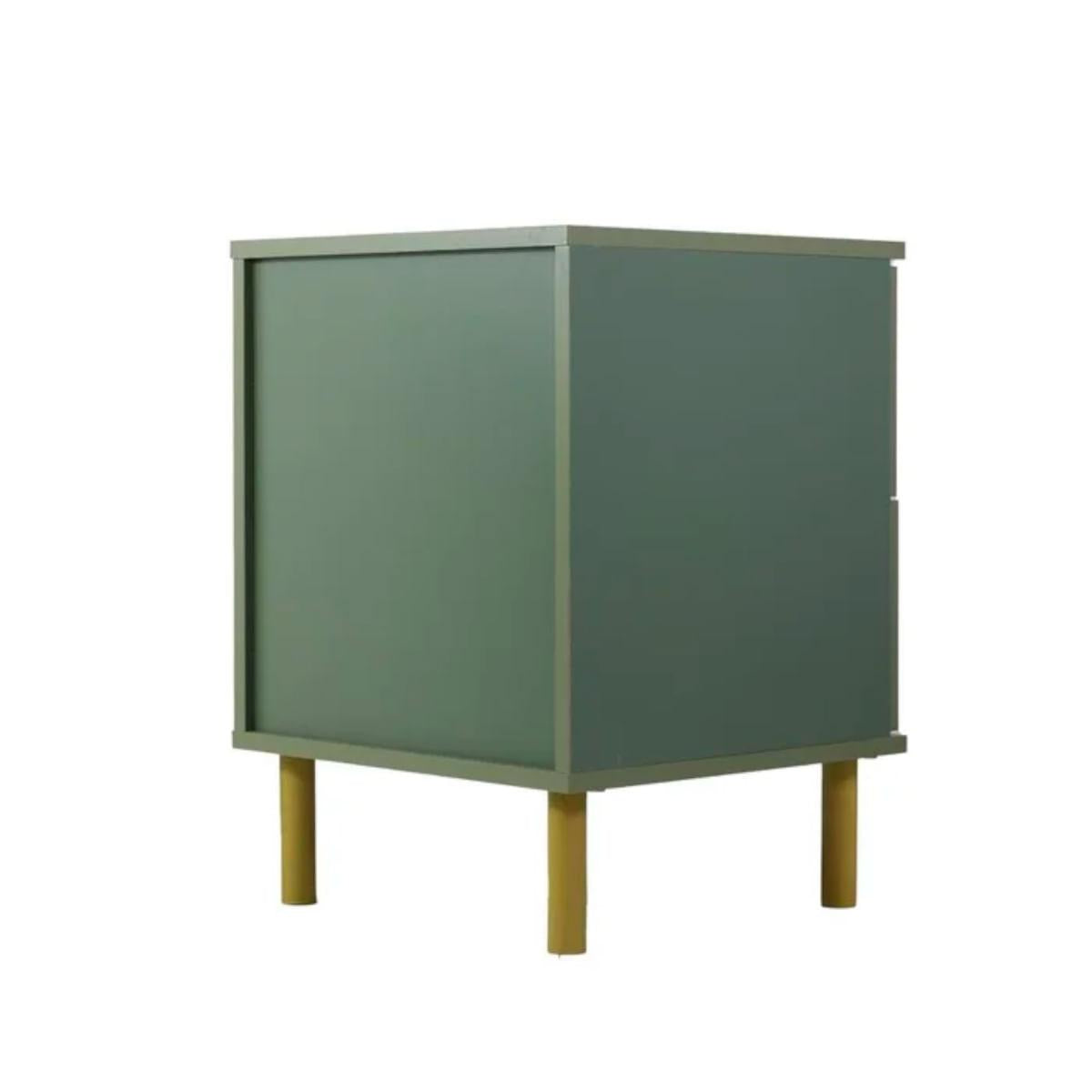 Mesa de Cabeceira 2 Gavetas Verde Oliva 41x39x56 cm Ditália