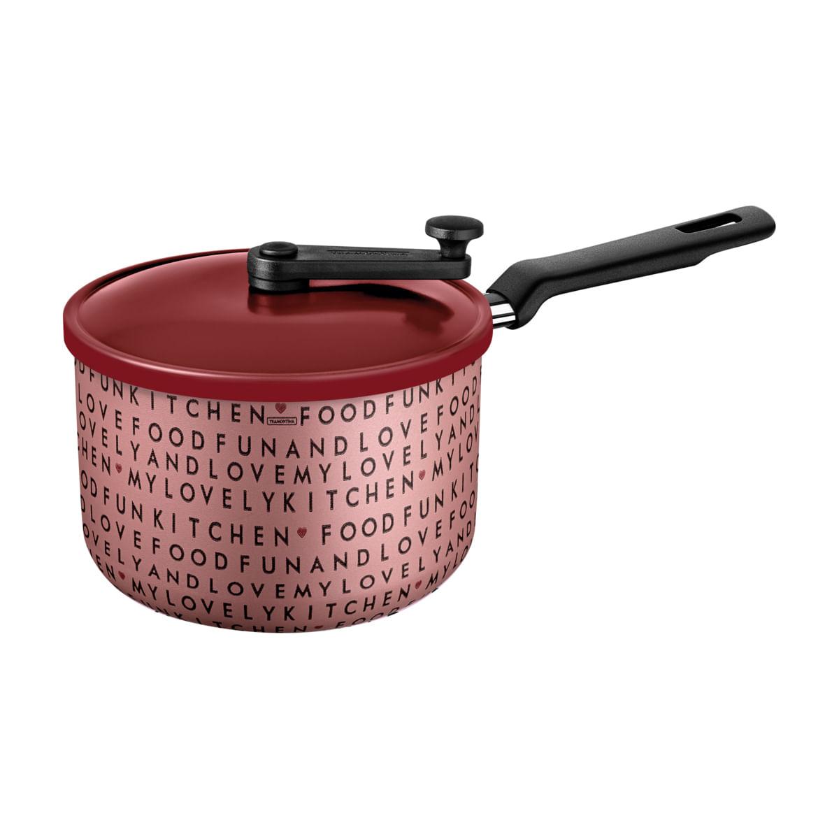 Pipoqueira Tramontina My Lovely Kitchen Rosa em Alumínio Starflon Max 20 cm 3,5 Litros