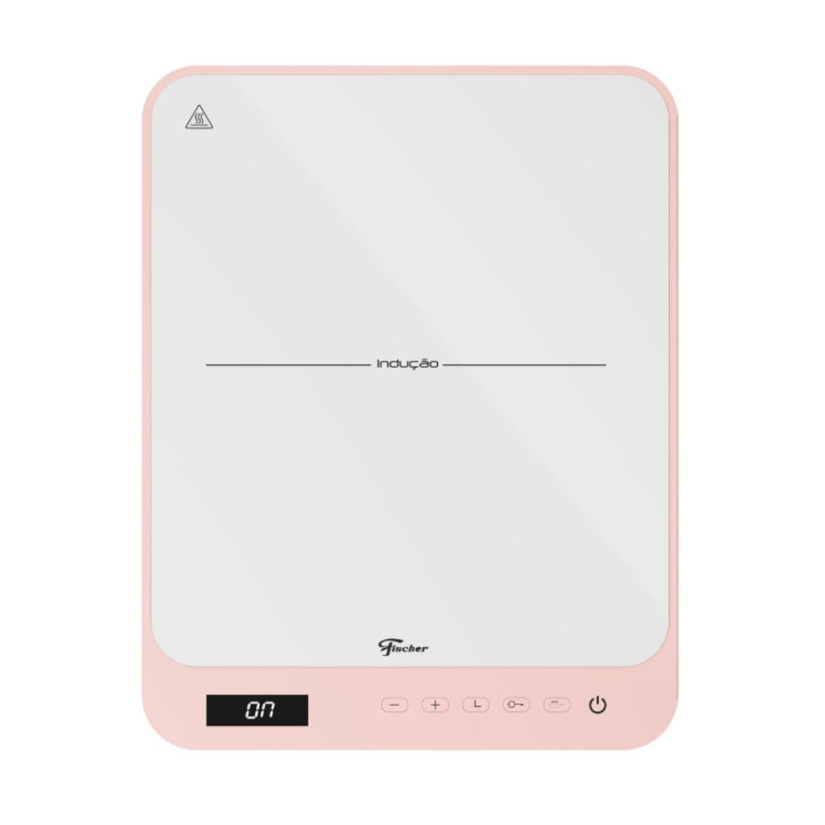 Cooktop de Indução Portátil Fischer 1 Boca Bivolt Touch Screen Rosa Candy