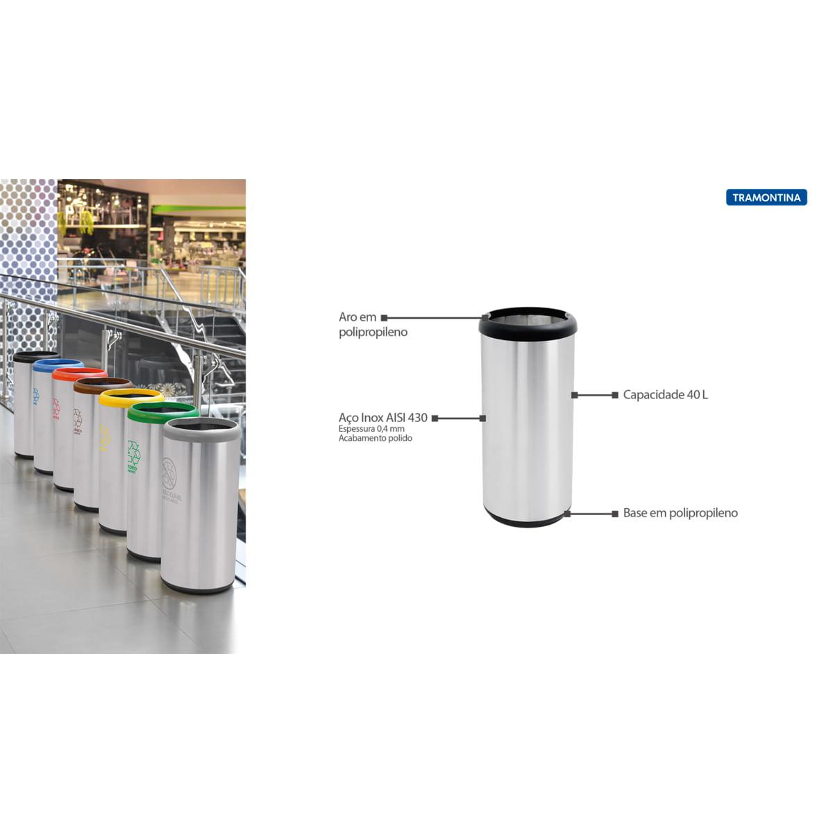 Lixeira Inox Tramontina 40 Litros Cápsula Selecta Plus Preta