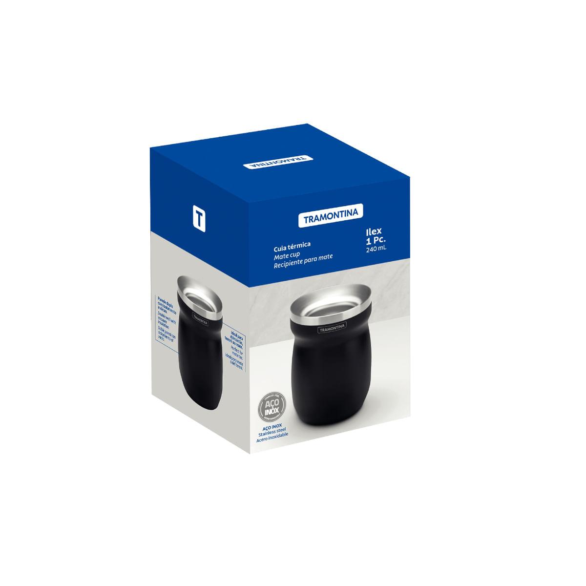 Cuia Térmica Tramontina em Aço Inox Preto 240 ml