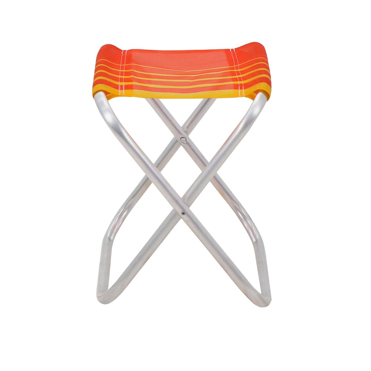 Banqueta de Praia Tramontina Fiji em Alumínio com Assento Laranja e Amarelo