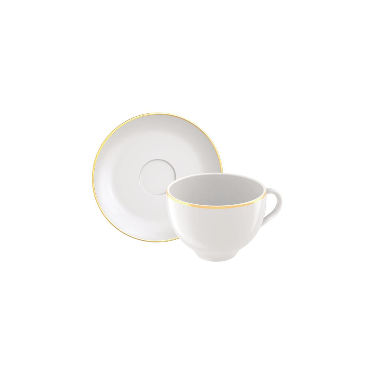 Conjunto Xícara e Pires de Chá Tramontina Anna em Porcelana 250 ml