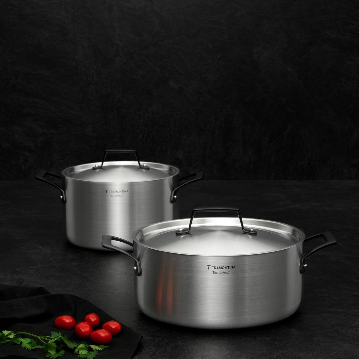 Jogo de Panelas Tramontina Grano Black Aço Inox e Corpo Triplo 4 Peças