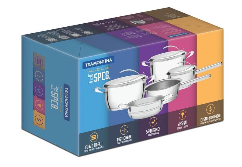Jogo de Panelas Aço Inox 5 peças Ventura Tramontina 65360010