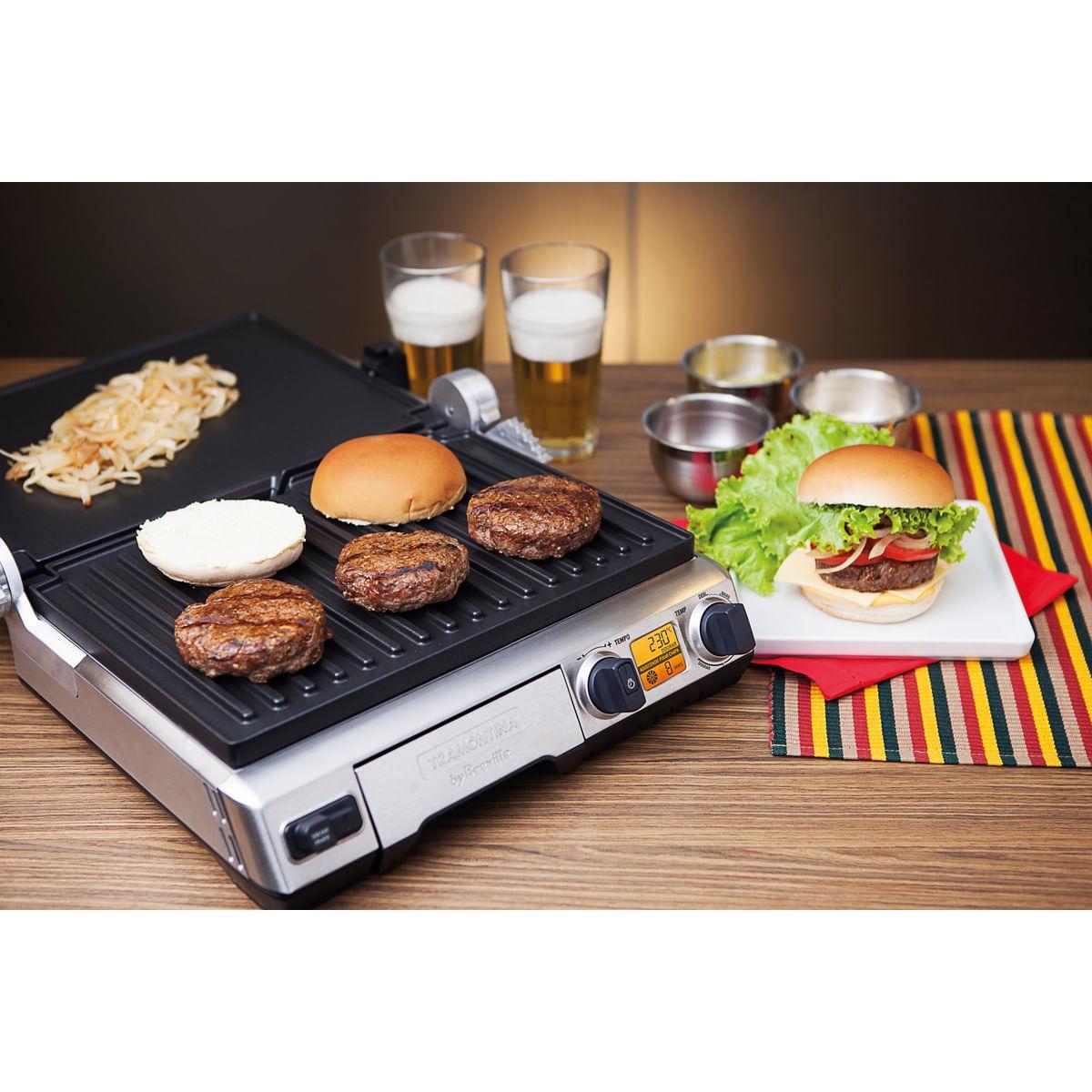 Grill Elétrico Tramontina by Breville Smart em Aço Inox com Display LCD 220 V