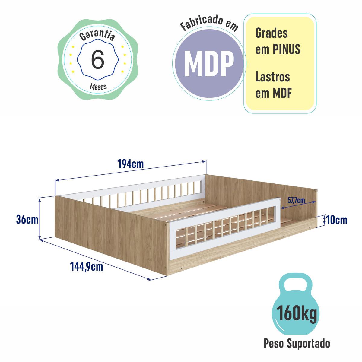 Cama Montessoriana Casal Affetto Aveiro com Branco Completa Móveis