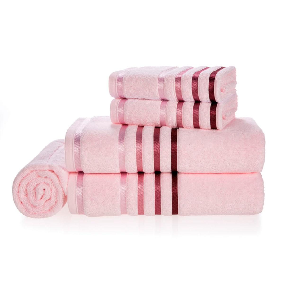Jogo de Banho 5 peças Fio Penteado Karsten Lumina Marshmallow Rosa