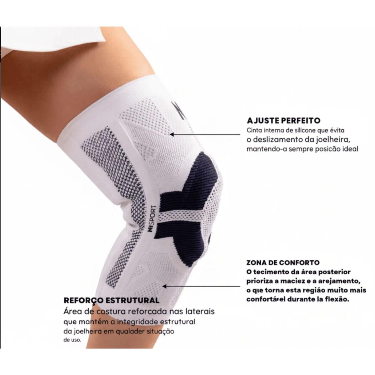 Joelheira PRO N1 Sport Branco e Azul Tamanho G