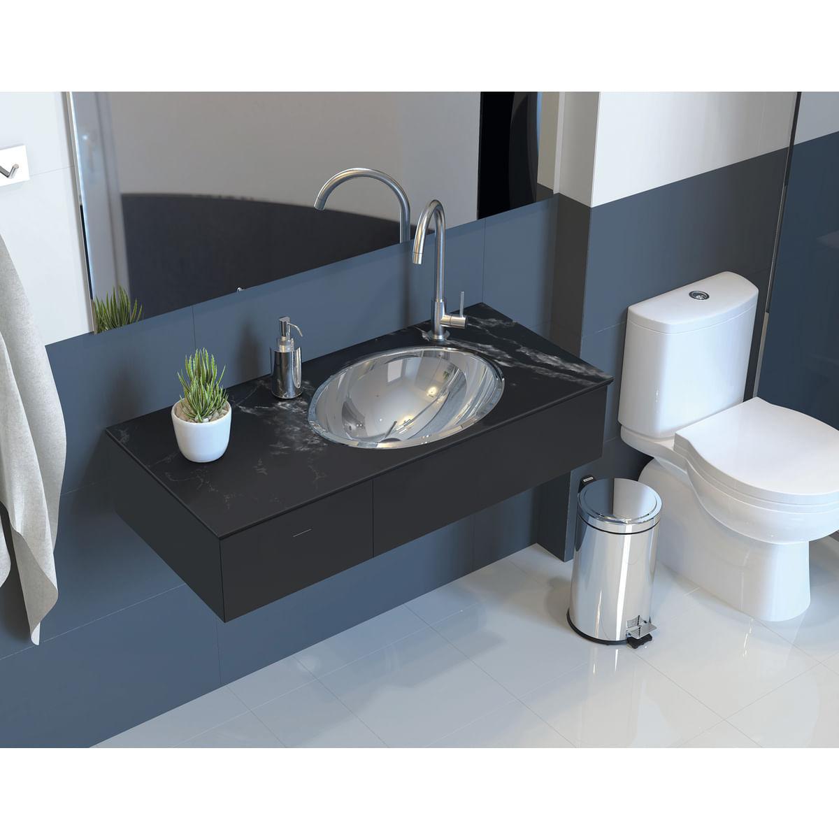 Lavabo Oval de sobrepor Tramontina em Aço Inox com Acabamento Alto Brilho 36 x 26 cm