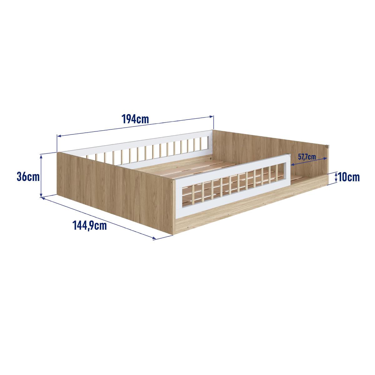 Cama Montessoriana Casal Affetto Aveiro com Branco Completa Móveis