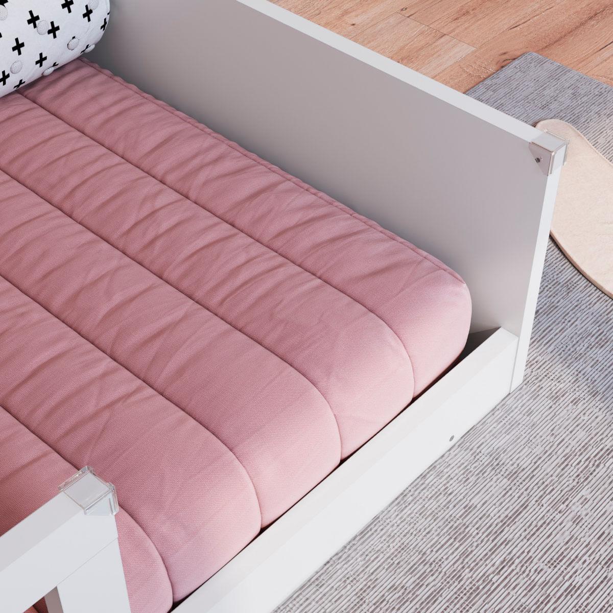 Cama Infantil Montessoriana Solteiro Affetto Branco Completa Móveis