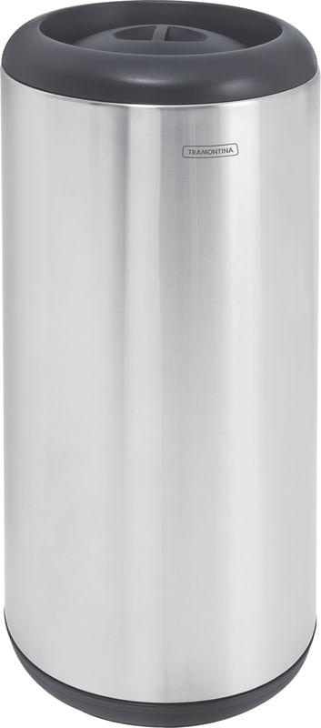 Lixeira Cápsula Inox Com Tampa Preta 15 Litros Tramontina 94540010