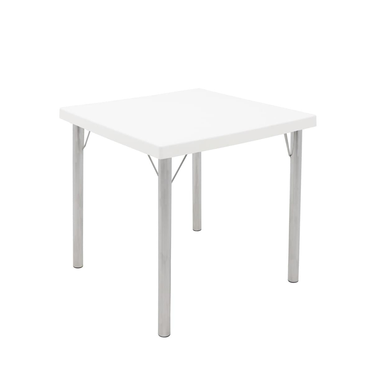 Mesa Geo Tramontina Beta Quadrada 79 cm em Polipropileno Branco com Base em Alumínio Polido