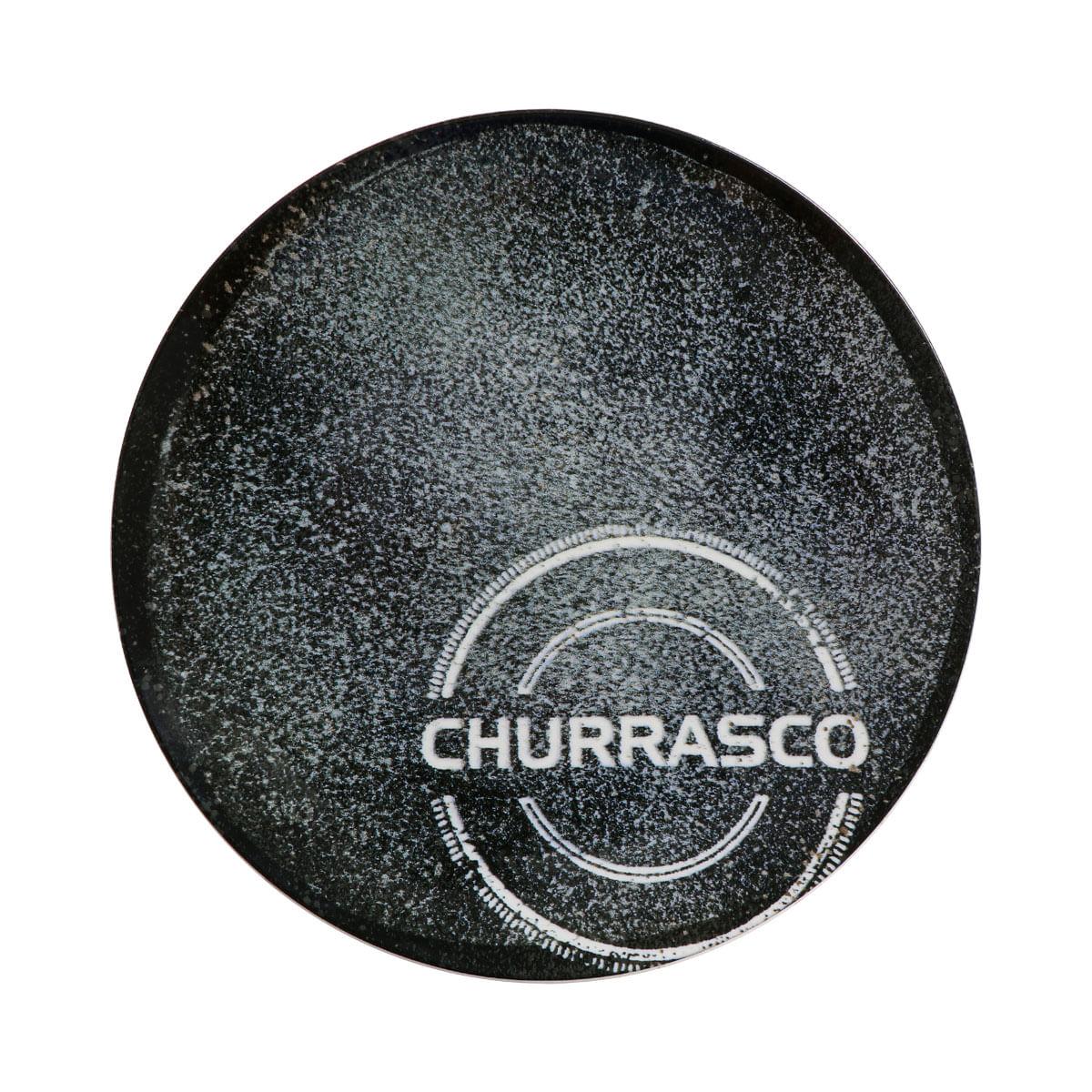 Prato Raso Tramontina Churrasco Carbon em Porcelana Decorada 25 cm