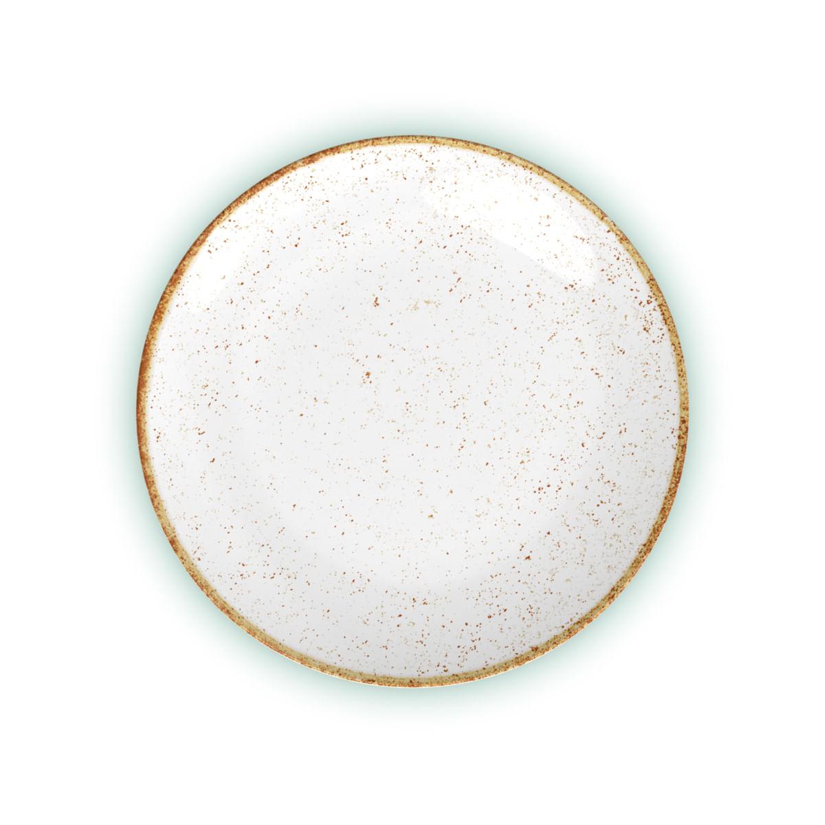 Prato Raso Tramontina Rústico Marrom em Porcelana Decorada 28 cm