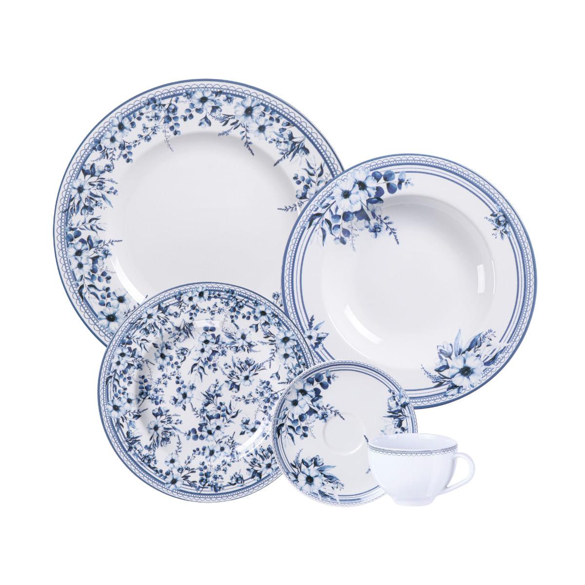 Aparelho de Jantar Tramontina Azzura em Porcelana Decorada 20 Peças