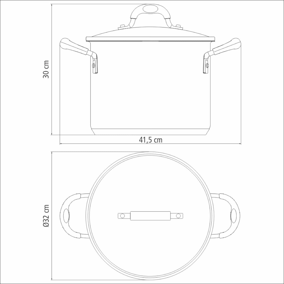 Caldeirão Tramontina Astro Aço Inox Tampa de Vidro 30 cm 15,2 Litros