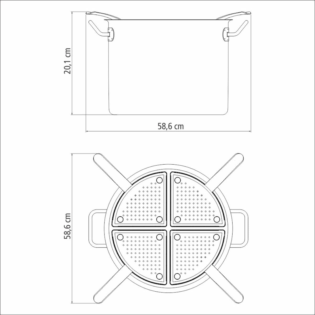 Cozi-Pasta Tramontina Professional em Aço Inox com 4 Divisórias 30 cm 13,5 L