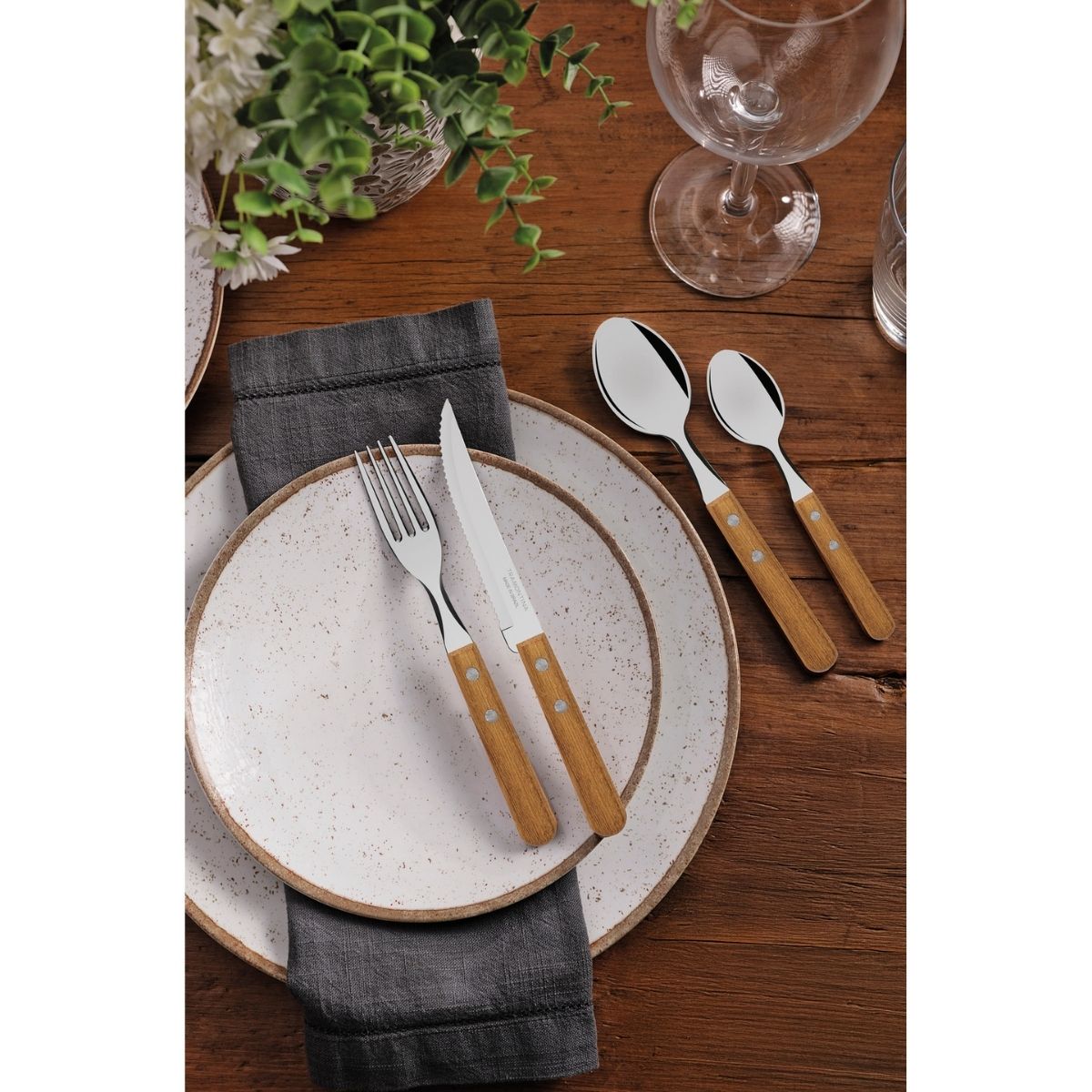 Aparelho de Jantar Tramontina Rústico Marrom Porcelana 20 Peças