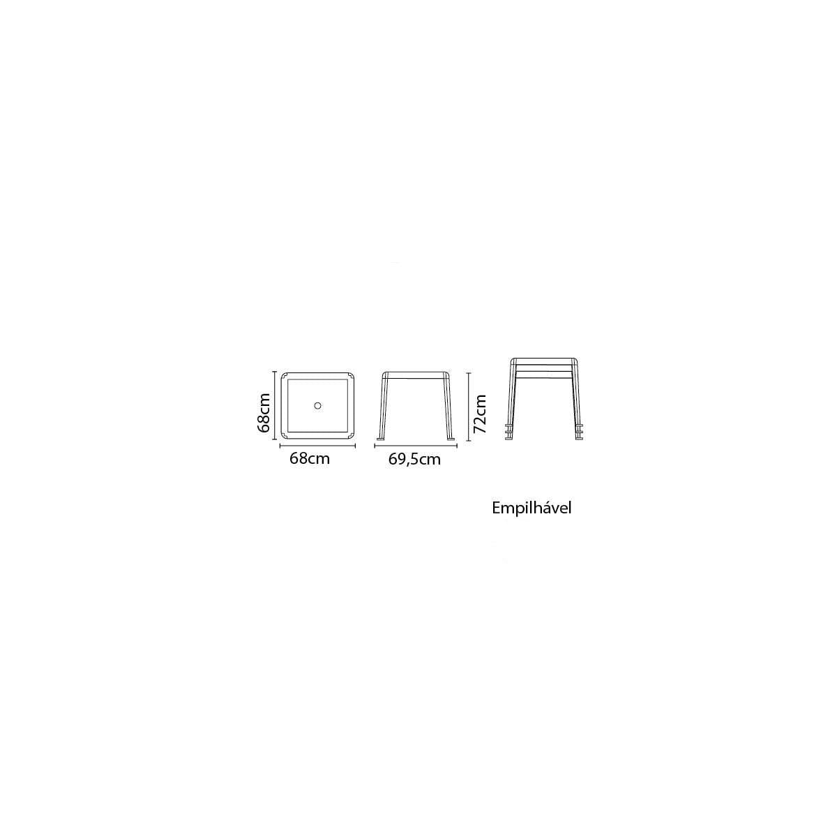 Mesa Quadrada Tramontina Aruba 68 cm em Polipropileno Branco