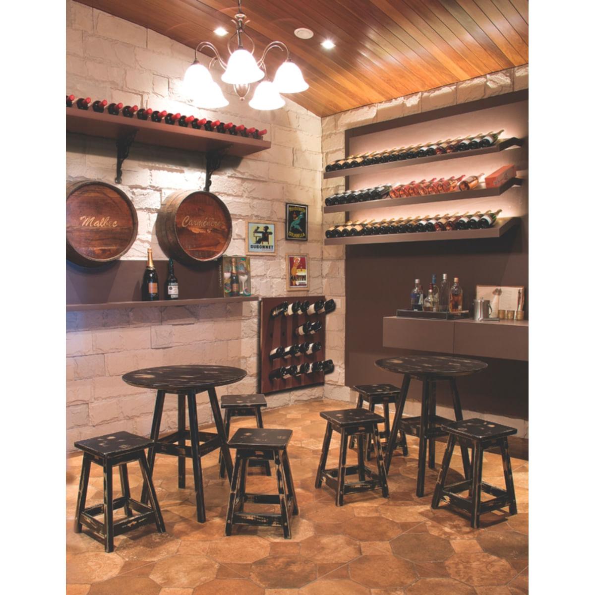 Mesa de Madeira Pub Rústica Tramontina 80 x 80 cm Preta 91458180