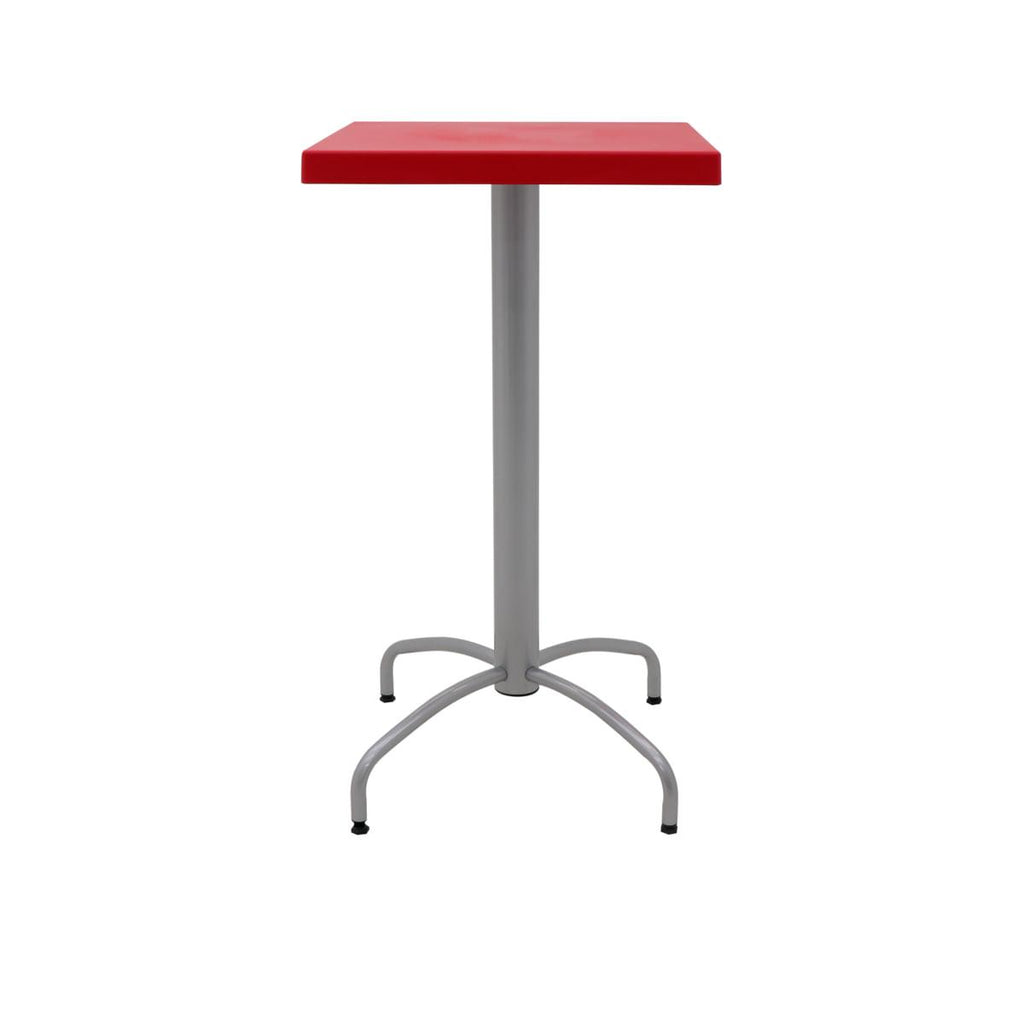 Mesa Quadrada Tramontina Gama 59 cm Alta em Polipropileno Vermelho com Base em Aço Carbono