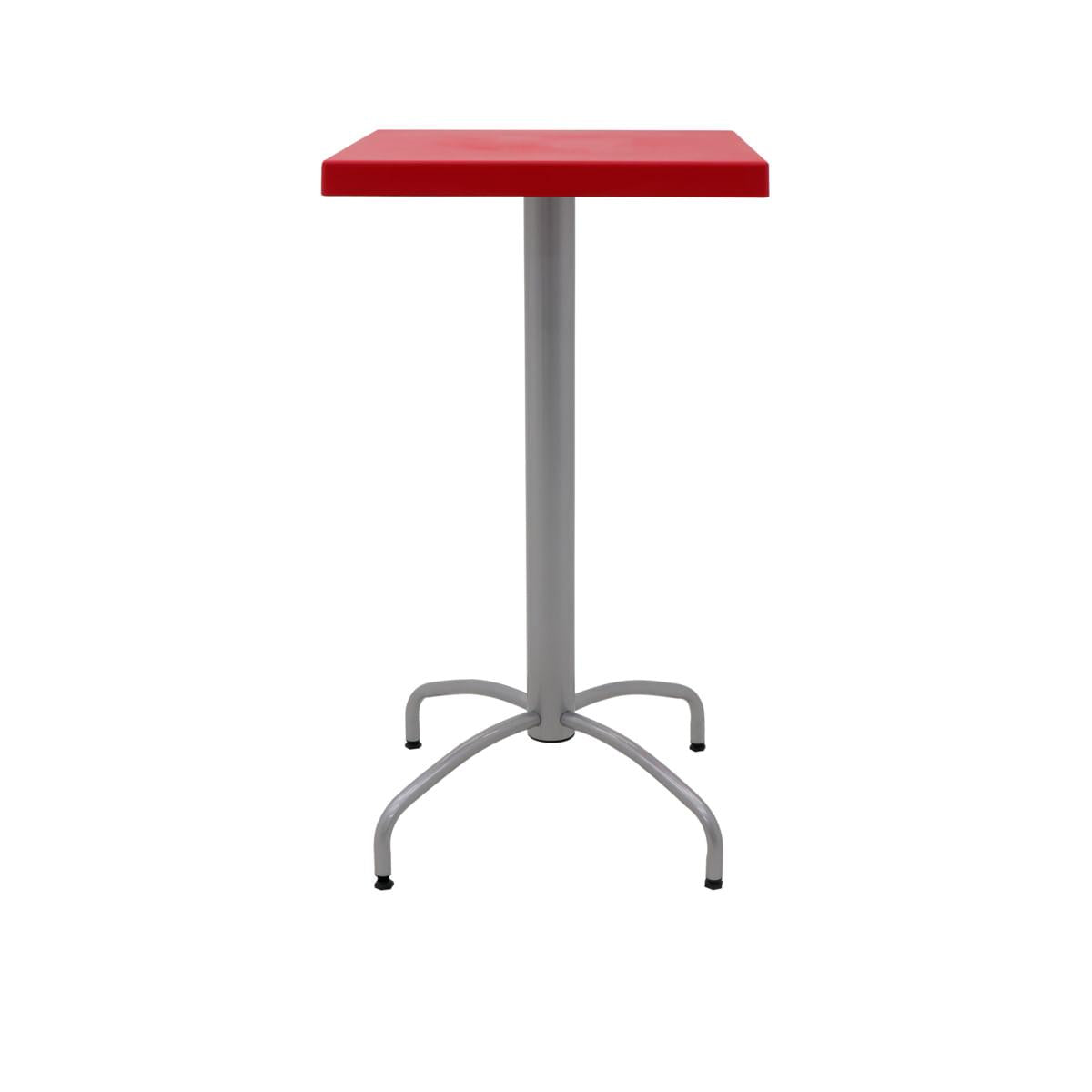 Mesa Quadrada Tramontina Gama 59 cm Alta em Polipropileno Vermelho com Base em Aço Carbono