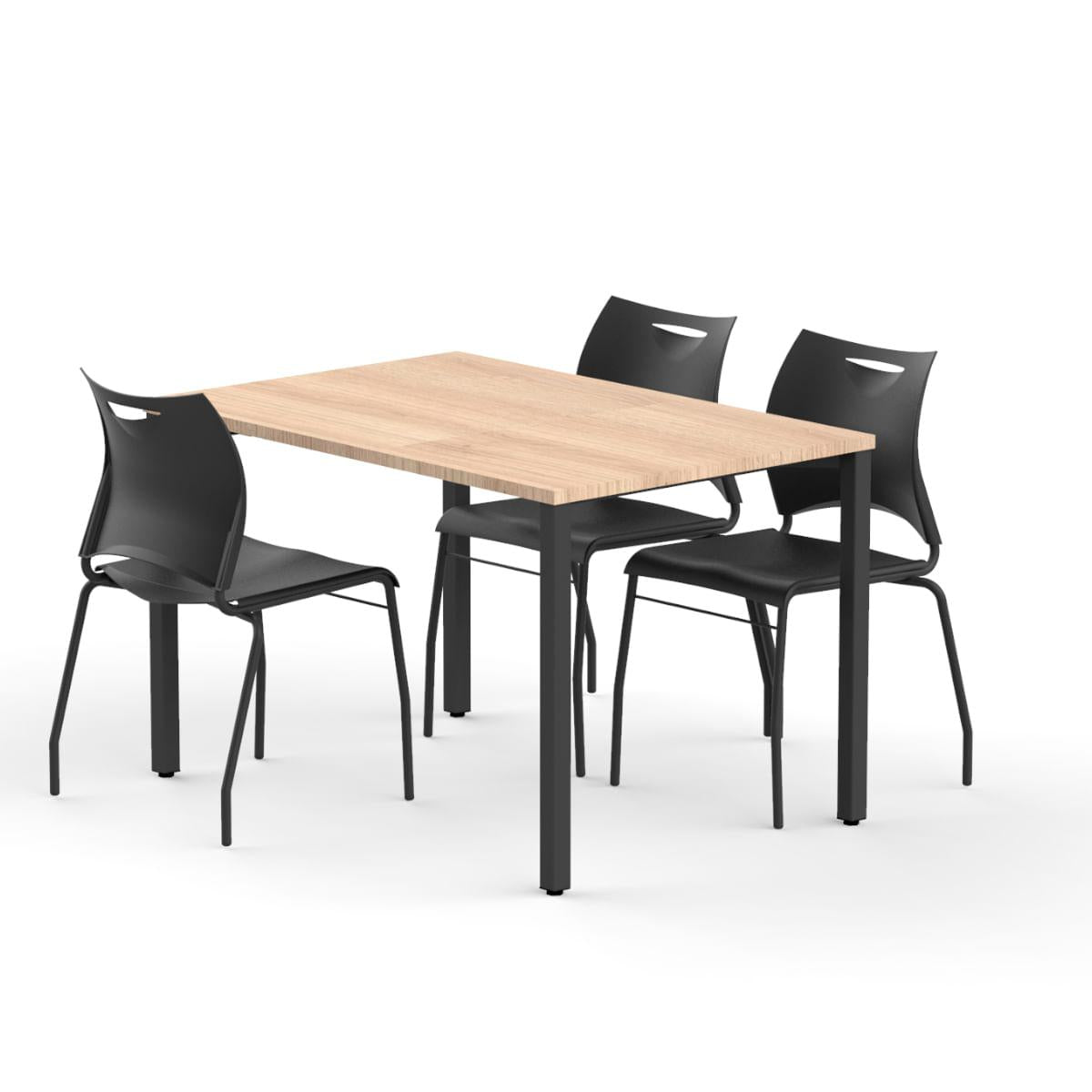 Mesa Parus 6 Lugares 120x80 cm Tampo em MDP 25mm Treviso e Pernas em Aço Preto Roal