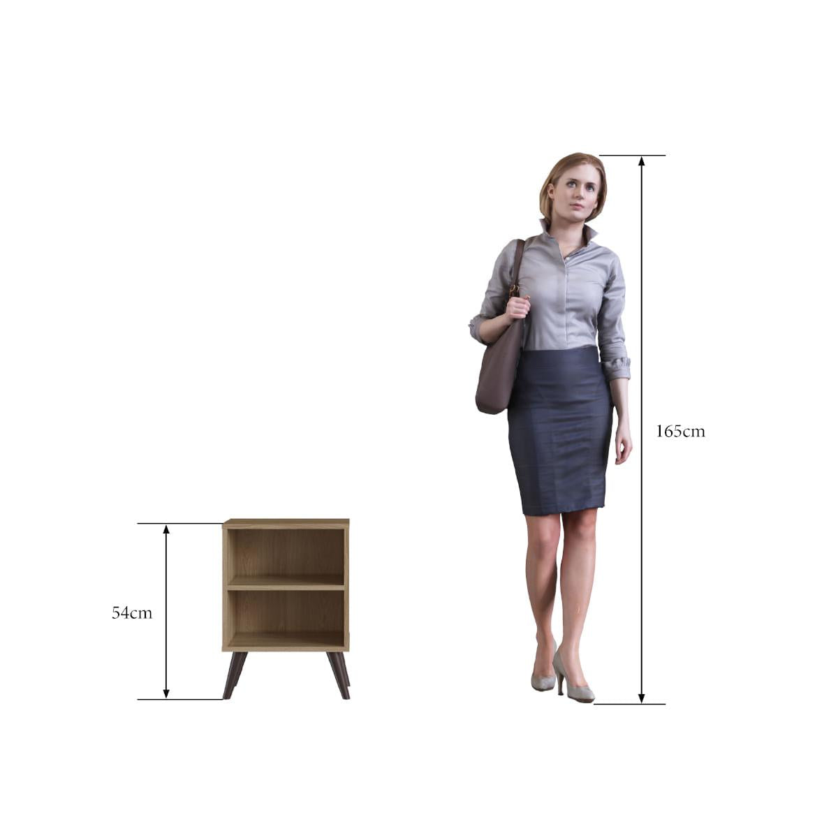 Mesa de Cabeceira Retrô com Prateleira em MDP Oak Completa Móveis