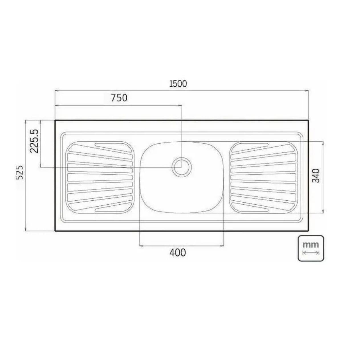 Pia de Apoio Cozinha Tramontina 150x52 cm New Raggi 40 Aço Inox